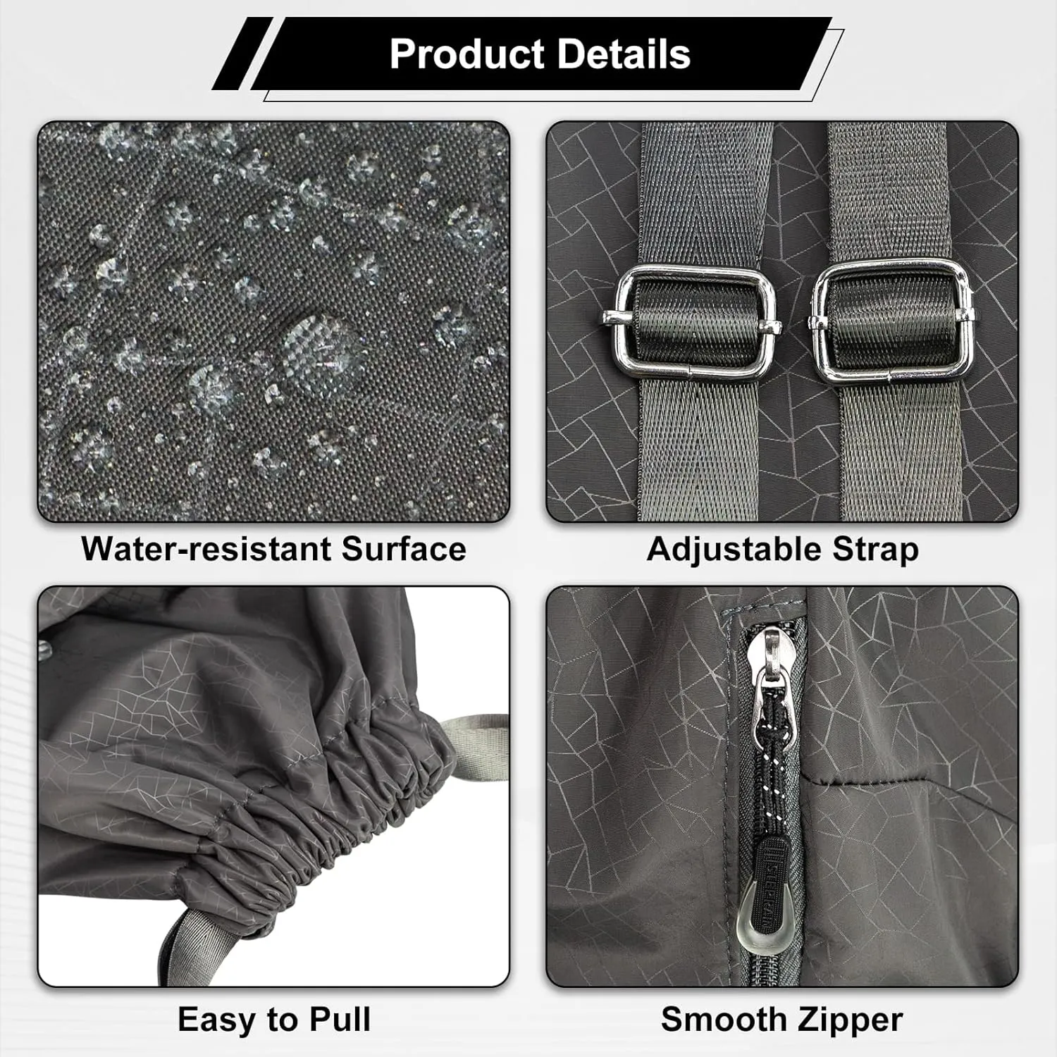 Drawstring Backpack Waterproof Small Gym Bag for Women String Backpack, Sports Gym Sack Cinch Bag with Multi Pockets (Grey)