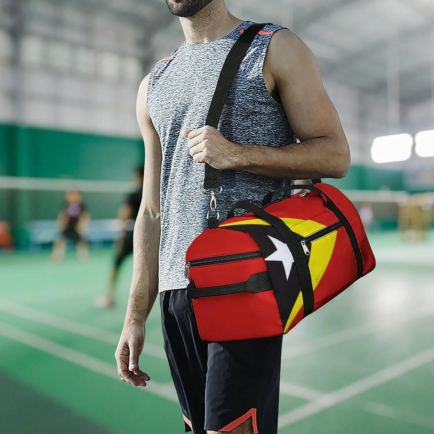 East Timor Flag Sports Gym Bag for Boys Girls with Shoe Compartment Weekender