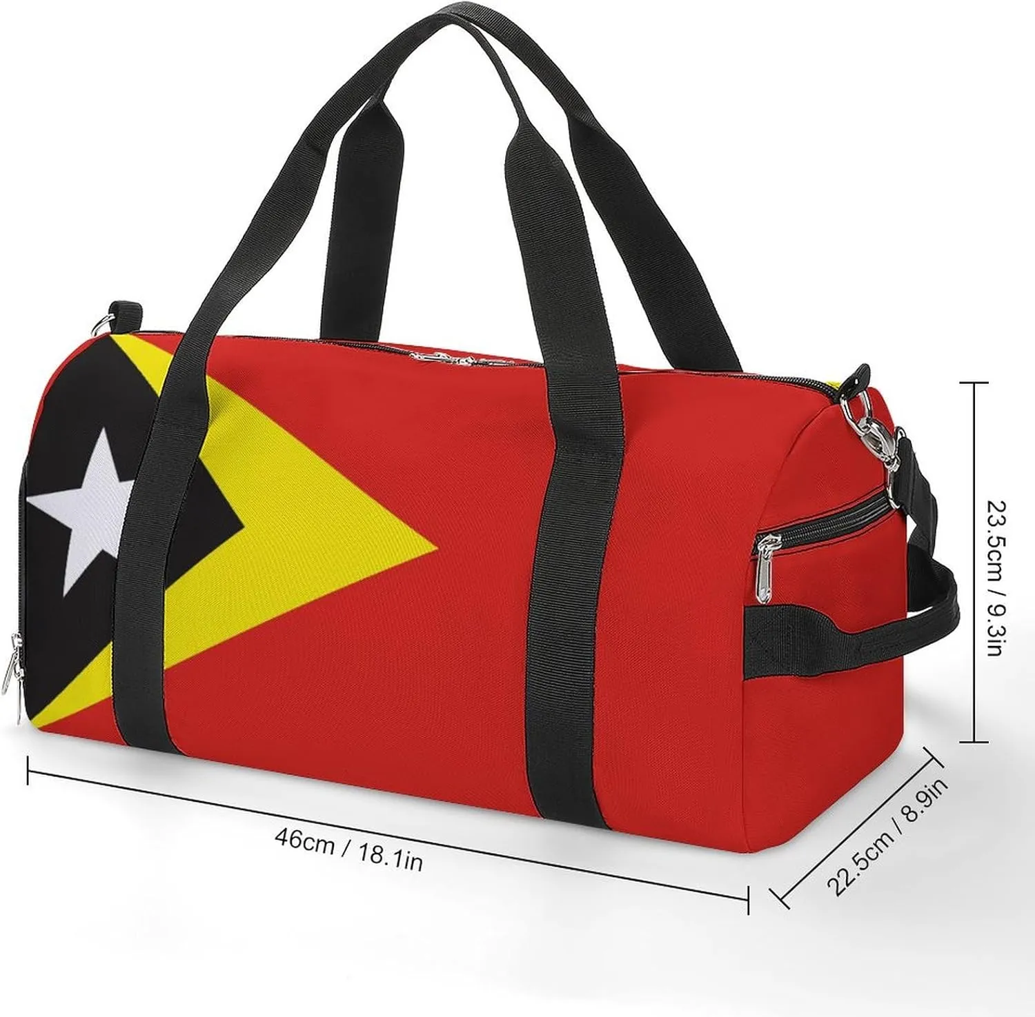 East Timor Flag Sports Gym Bag for Boys Girls with Shoe Compartment Weekender