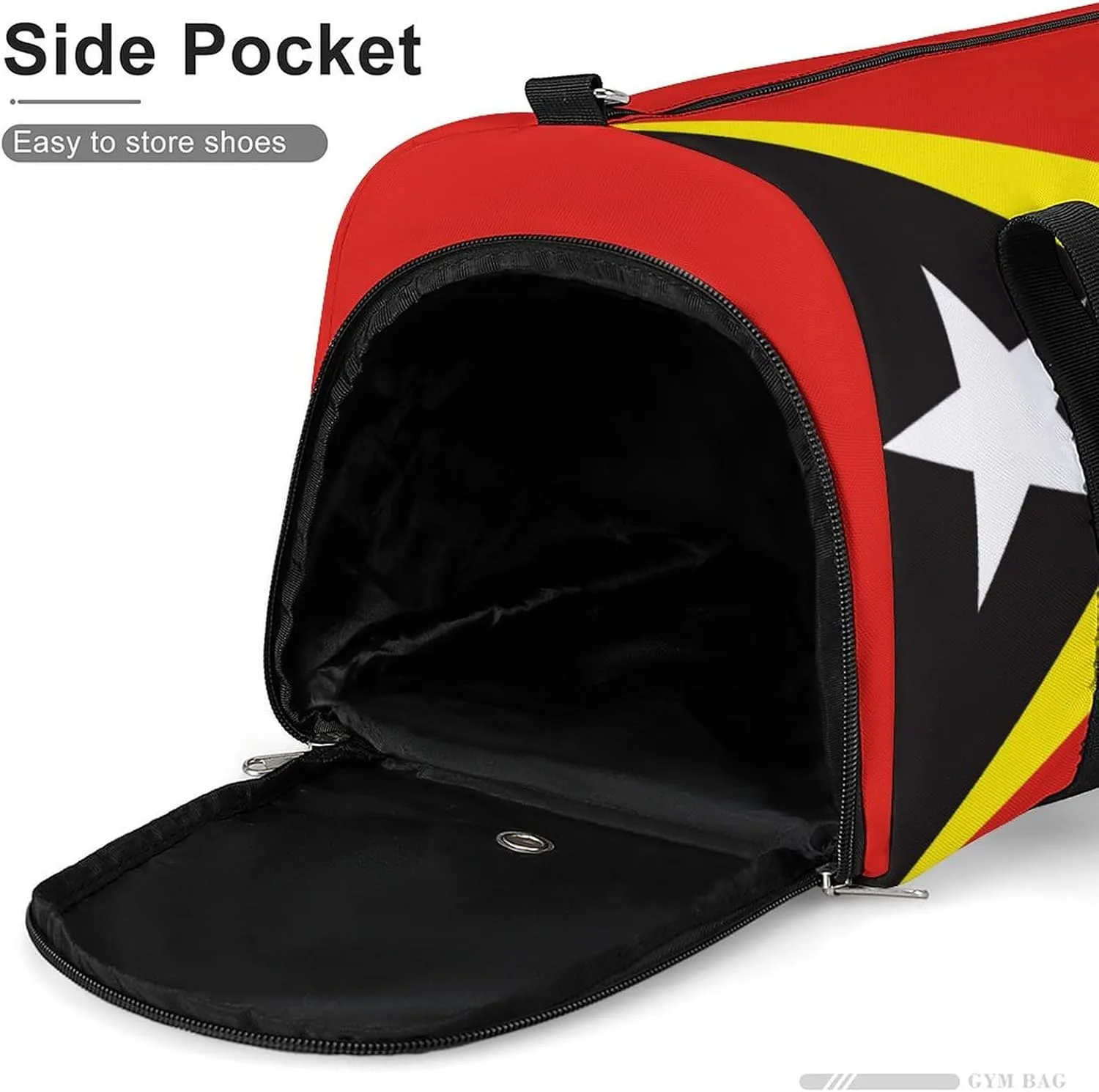 East Timor Flag Sports Gym Bag for Boys Girls with Shoe Compartment Weekender