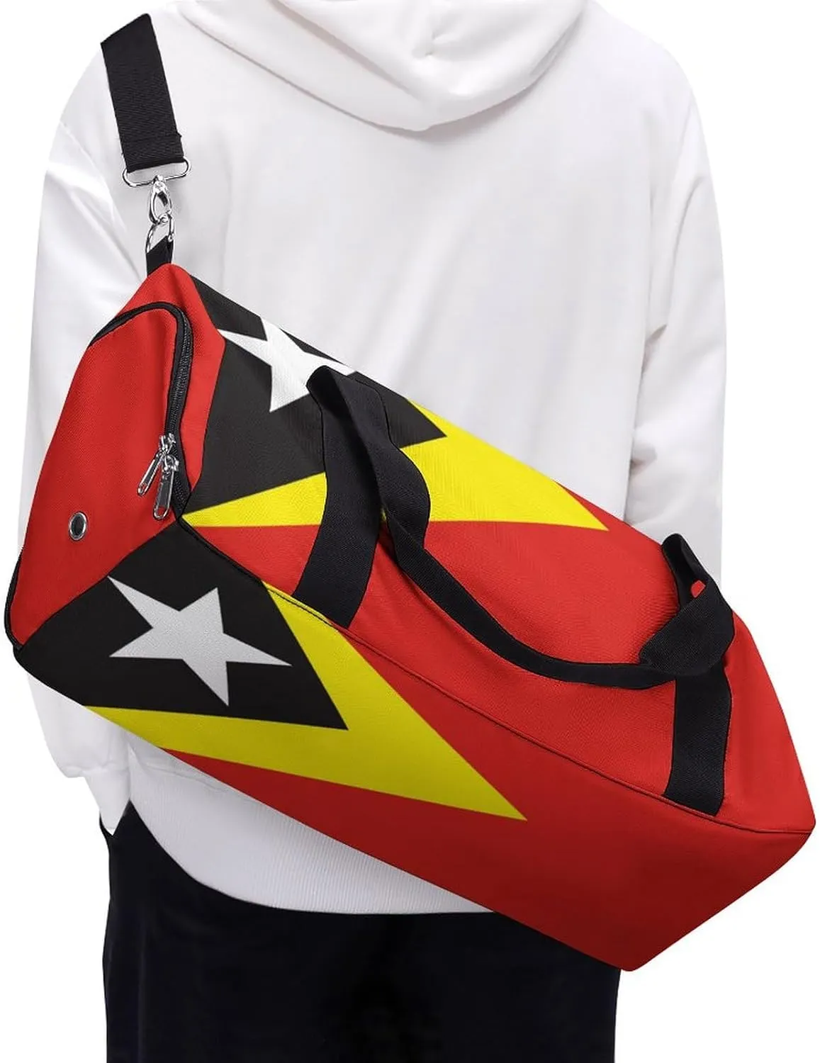 East Timor Flag Sports Gym Bag for Boys Girls with Shoe Compartment Weekender