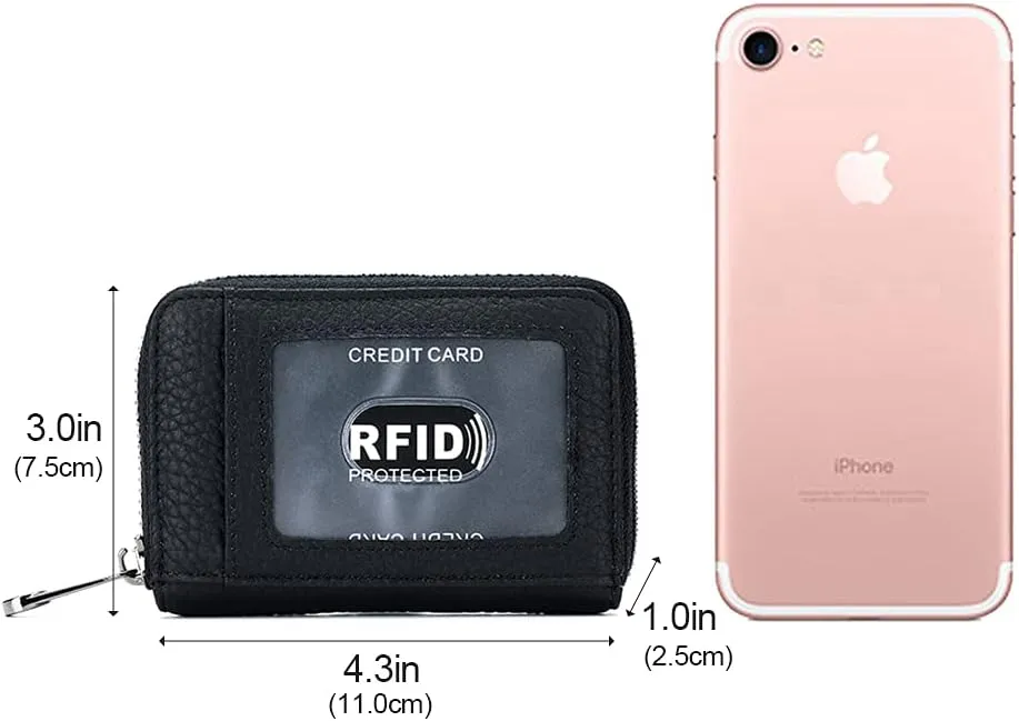 EASTNIGHTS Genuine Leather Credit Card Wallet Accordion Zipper Rfid Credit Card Holder Small Coin Purse with ID Window (green)