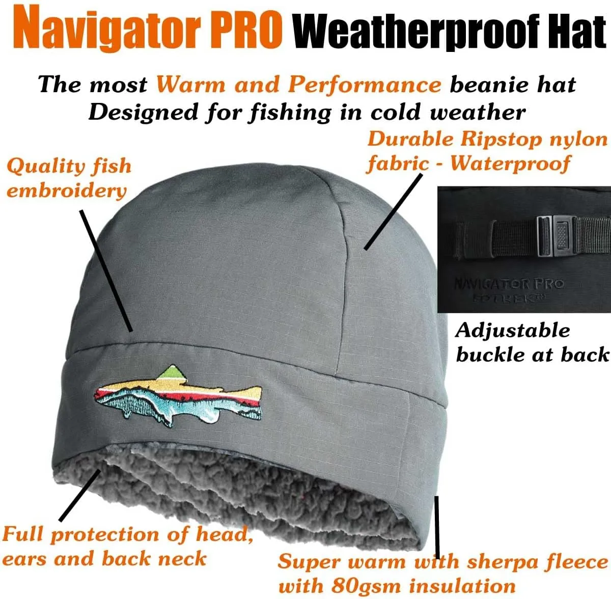 EDTREK Ultra Performance Insulated Beanie Hat for Cold Weather - Waterproof and Windproof Backcountry Winter Hat