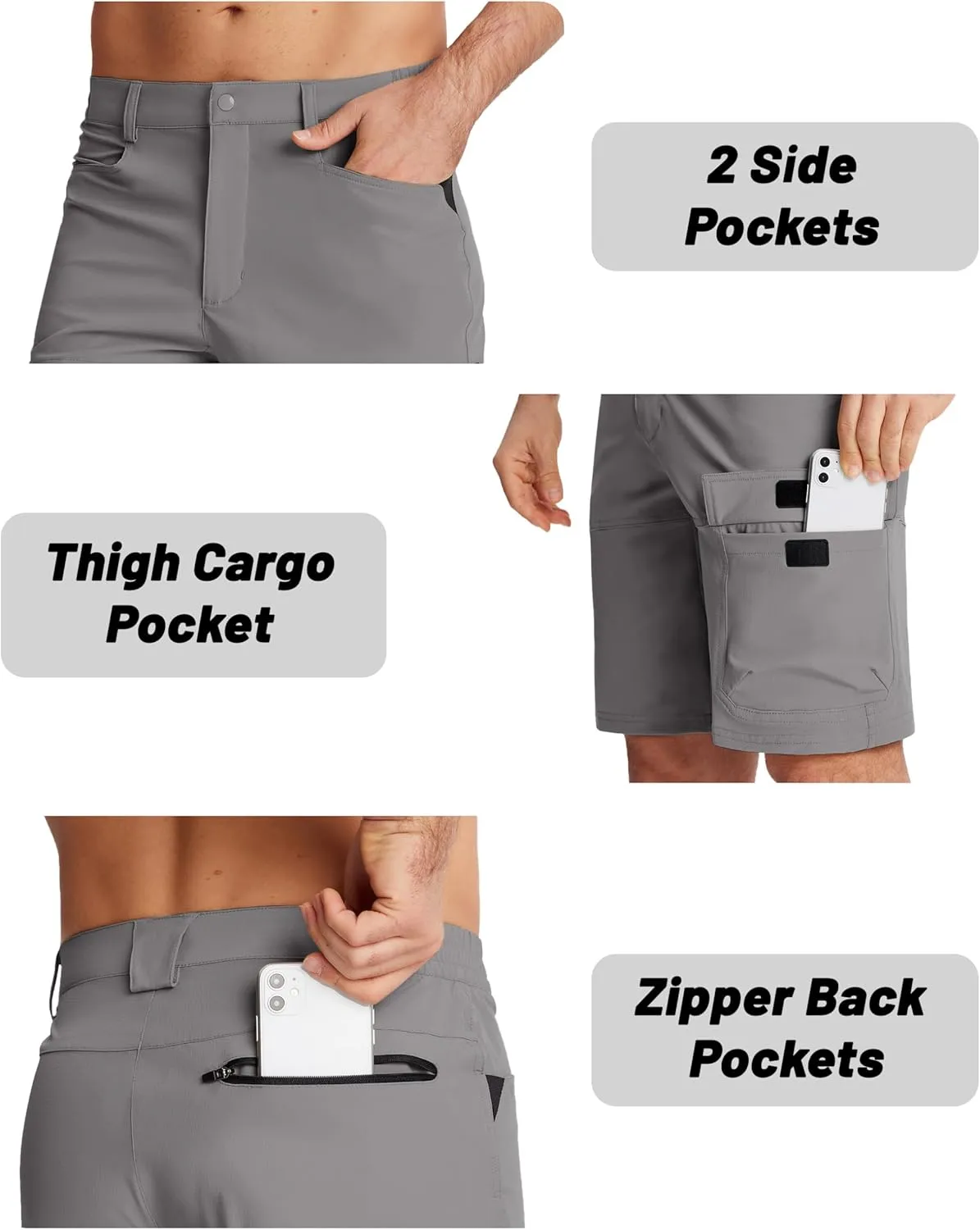 EKLENTSON Mens Outdoor Hiking Shorts Lightweight Quick Dry Casual Cargo Shorts Water Resistant with Pockets 10" Inseam