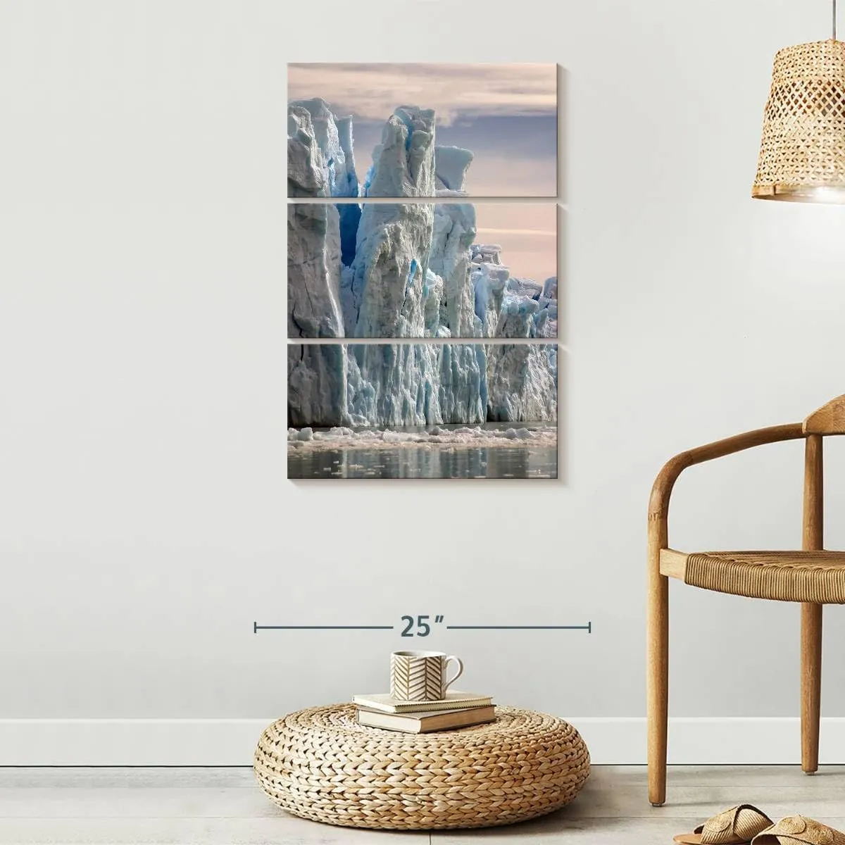 Elephant Stock - Towering Icebergs Wall Art - Vertical Multi Panel Canvas - 3 Piece Living Room Wall Decor - Photography Nature Multi Piece Wall Art - White And Gray Decor - 20" x 32"