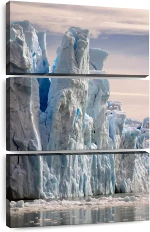 Elephant Stock - Towering Icebergs Wall Art - Vertical Multi Panel Canvas - 3 Piece Living Room Wall Decor - Photography Nature Multi Piece Wall Art - White And Gray Decor - 20" x 32"
