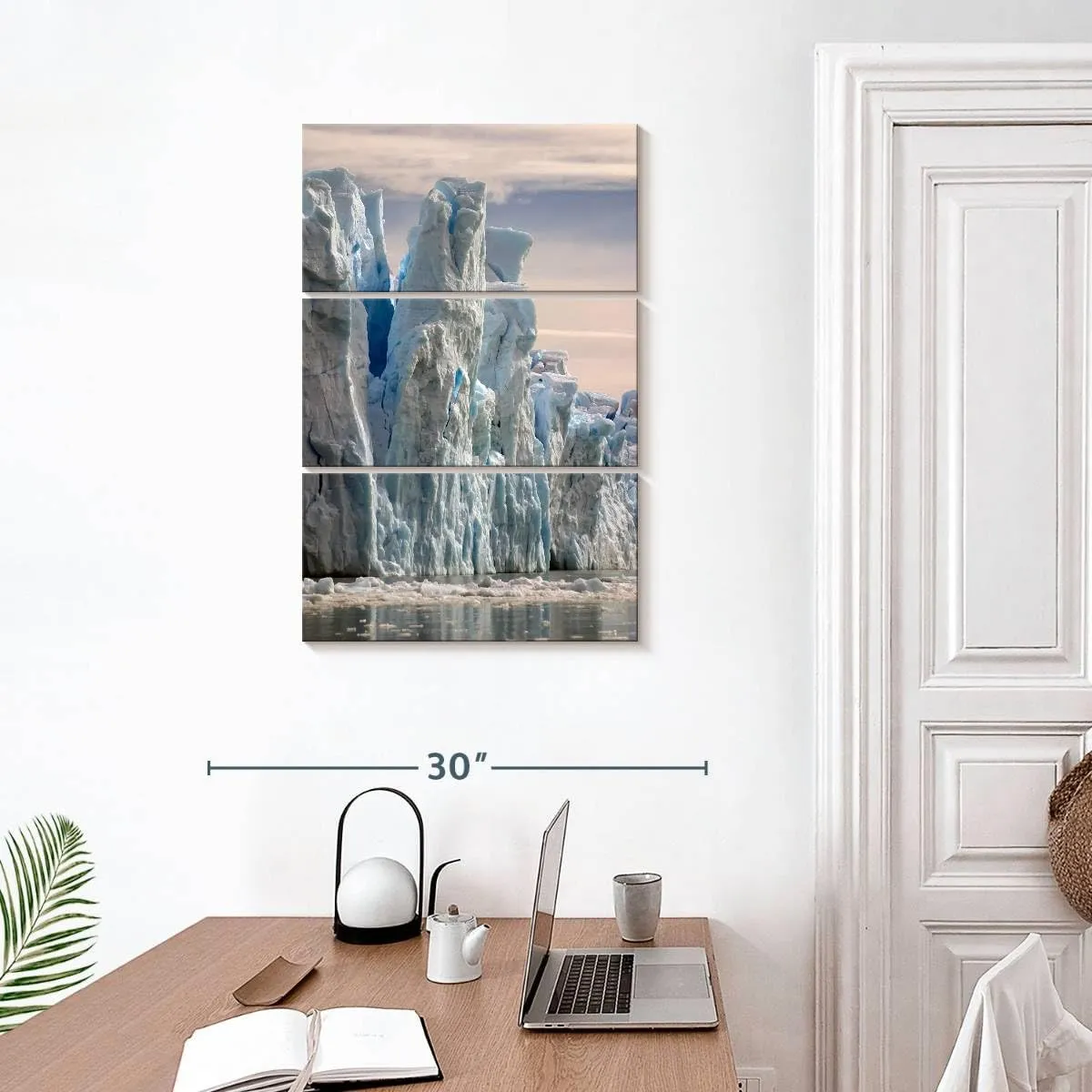 Elephant Stock - Towering Icebergs Wall Art - Vertical Multi Panel Canvas - 3 Piece Living Room Wall Decor - Photography Nature Multi Piece Wall Art - White And Gray Decor - 20" x 32"