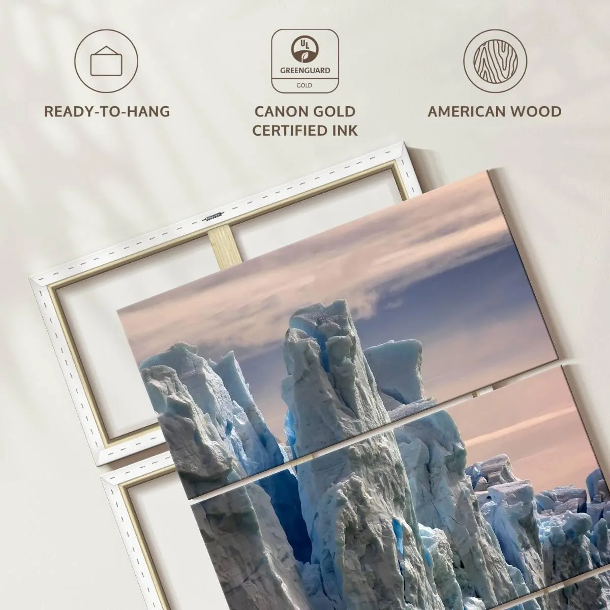 Elephant Stock - Towering Icebergs Wall Art - Vertical Multi Panel Canvas - 3 Piece Living Room Wall Decor - Photography Nature Multi Piece Wall Art - White And Gray Decor - 20" x 32"