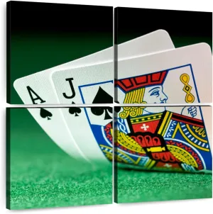 ElephantStock - Ace And Jack Of Spades Wall Art - Square Multi Panel Canvas - 4 Piece Lobby Wall Decor - Photography Hobbies And Lifestyle Multi Piece Wall Art - Black And White Decor - 18" x 18"