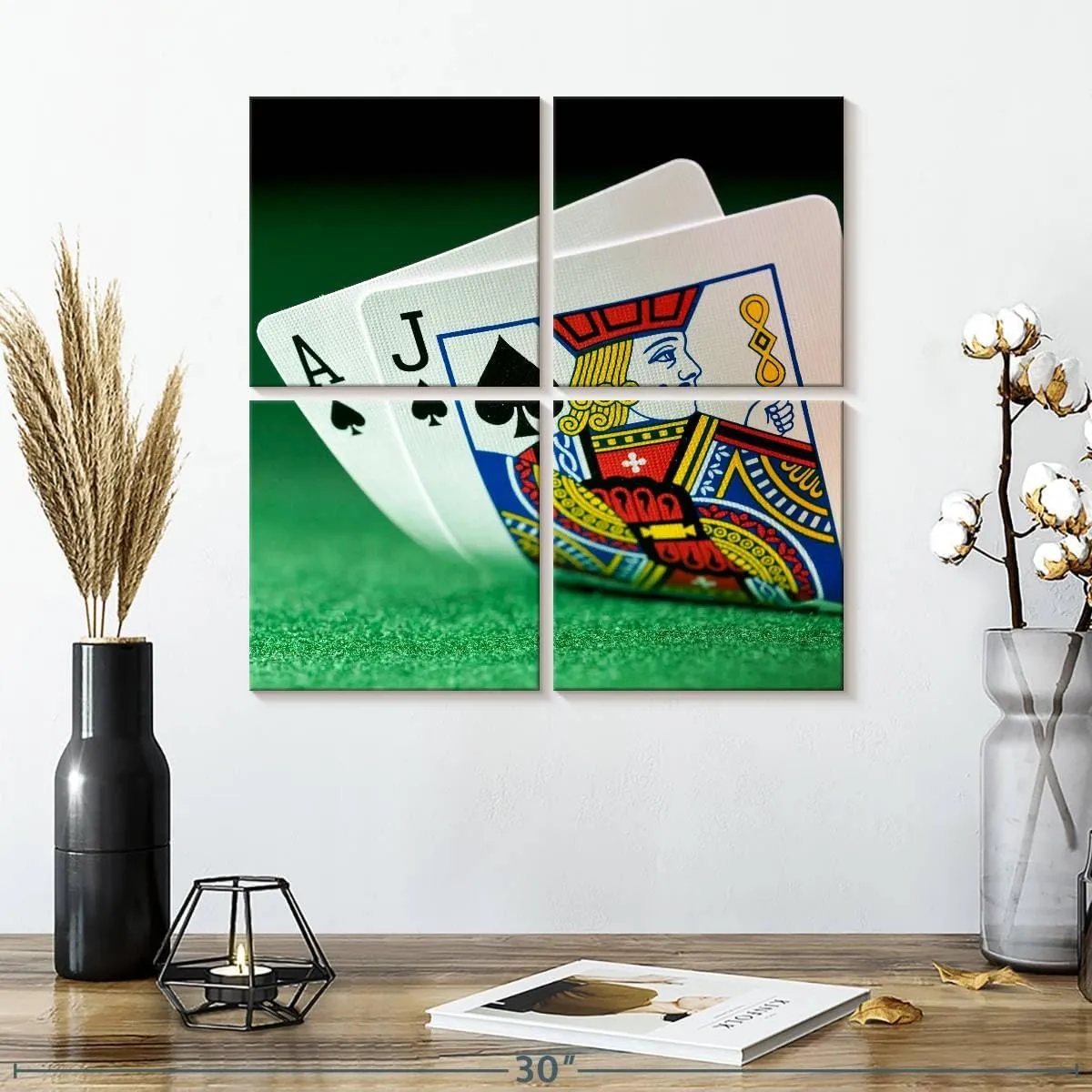 ElephantStock - Ace And Jack Of Spades Wall Art - Square Multi Panel Canvas - 4 Piece Lobby Wall Decor - Photography Hobbies And Lifestyle Multi Piece Wall Art - Black And White Decor - 18" x 18"