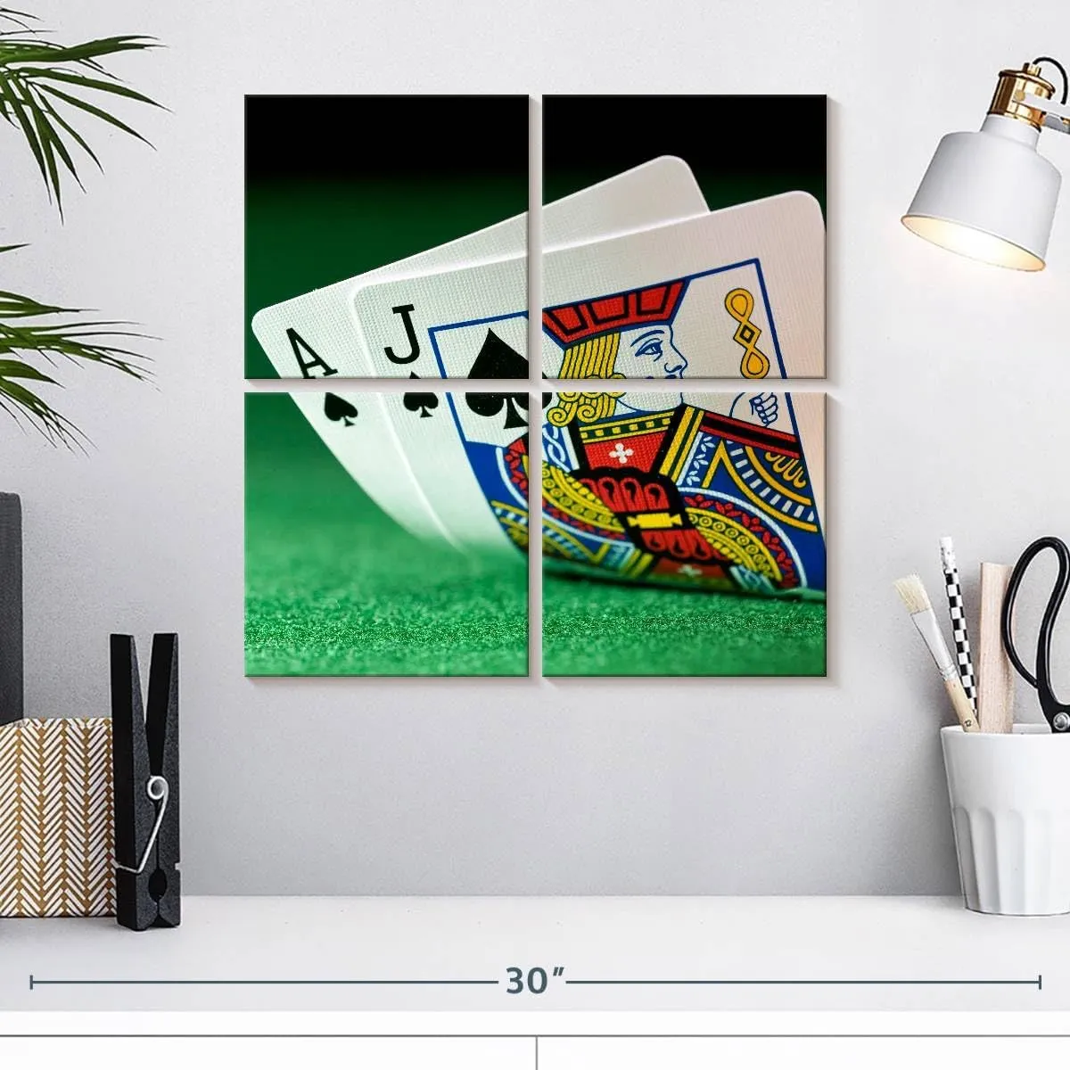 ElephantStock - Ace And Jack Of Spades Wall Art - Square Multi Panel Canvas - 4 Piece Lobby Wall Decor - Photography Hobbies And Lifestyle Multi Piece Wall Art - Black And White Decor - 18" x 18"