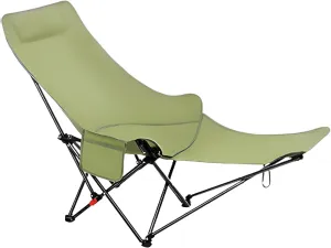 Ellniges]【-Day Comfort Folding Chair Outdoor Reclining Lounge Chair with 4-Position Backrest & Detachable Footrest - Spacious 27" Wide for Camping, Stargazing, Backyard - Premium 600D Oxford Fabric
