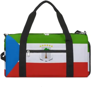 Equatorial Guinea Flag Gym Duffel for Boys Girls with Shoe Compartment Travel Weekender
