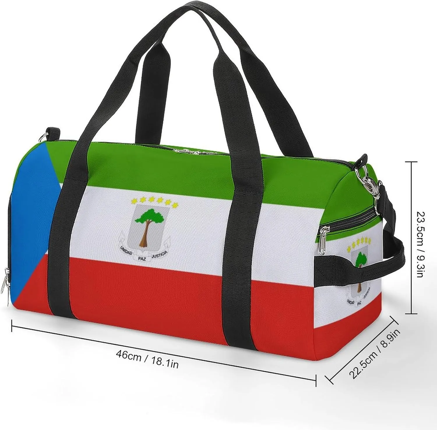 Equatorial Guinea Flag Gym Duffel for Boys Girls with Shoe Compartment Travel Weekender