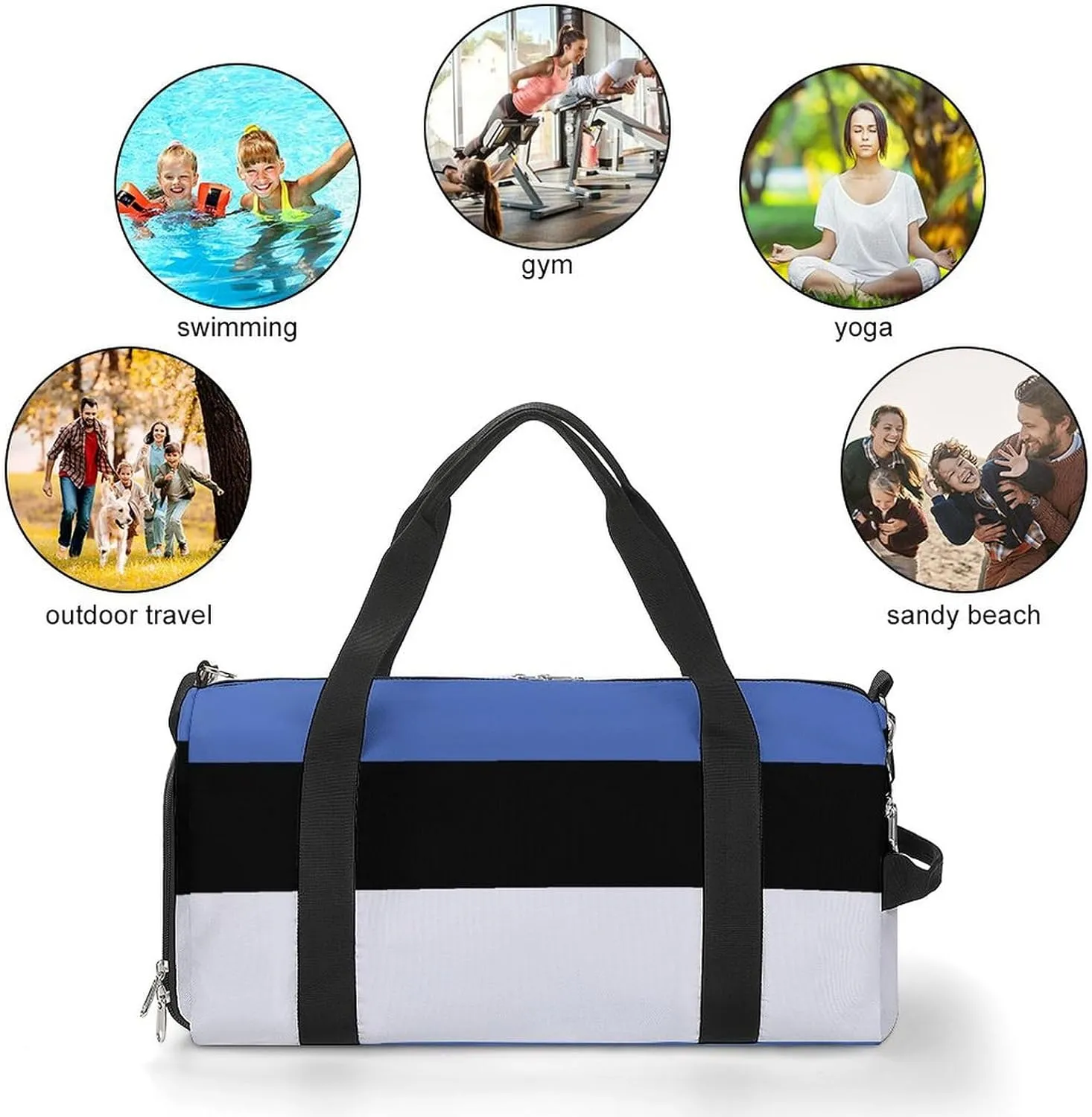 Estonia Flag Sports Gym Bag for Boys Girls with Shoe Compartment Weekender