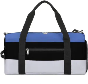 Estonia Flag Sports Gym Bag for Boys Girls with Shoe Compartment Weekender