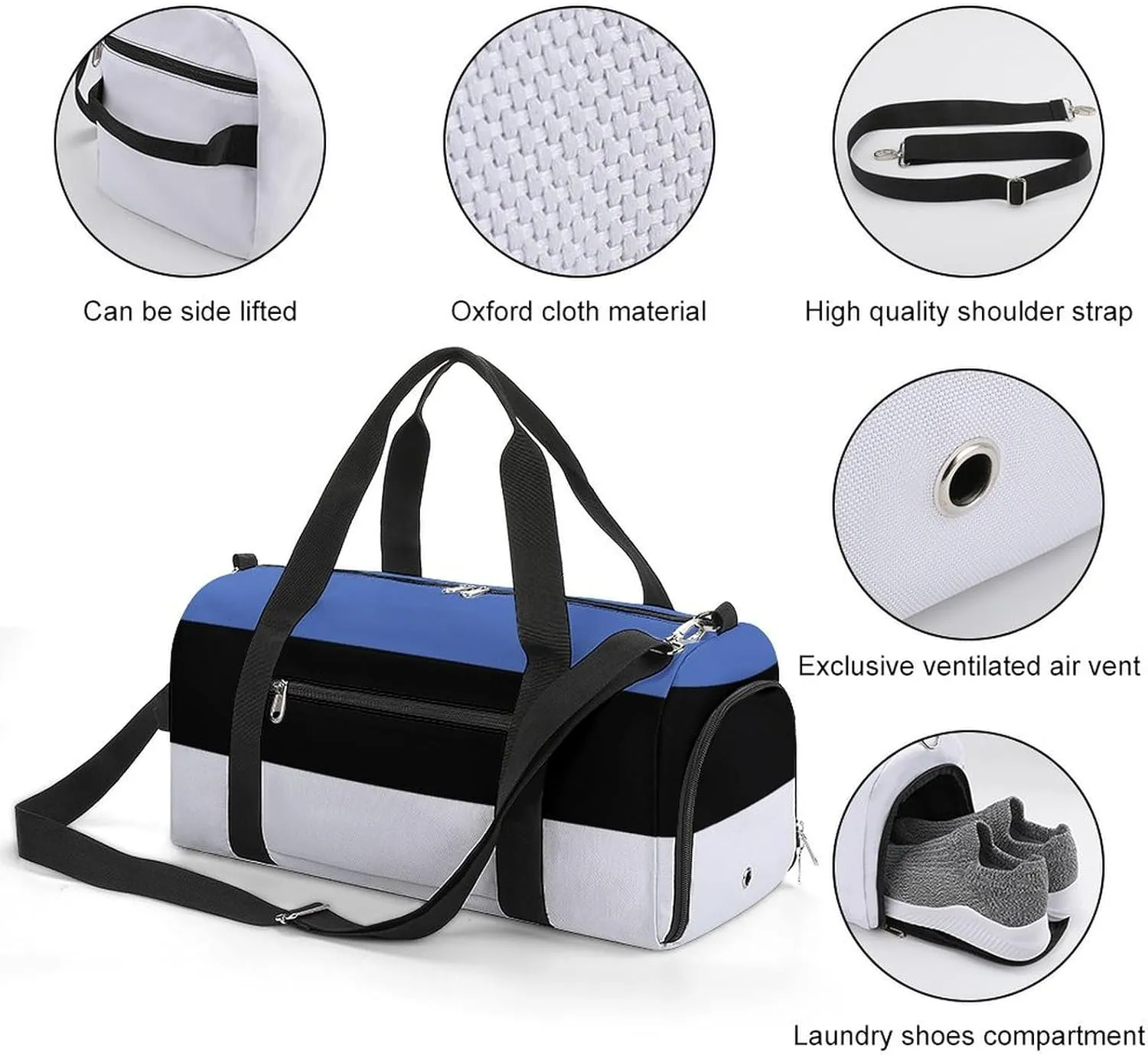 Estonia Flag Sports Gym Bag for Boys Girls with Shoe Compartment Weekender