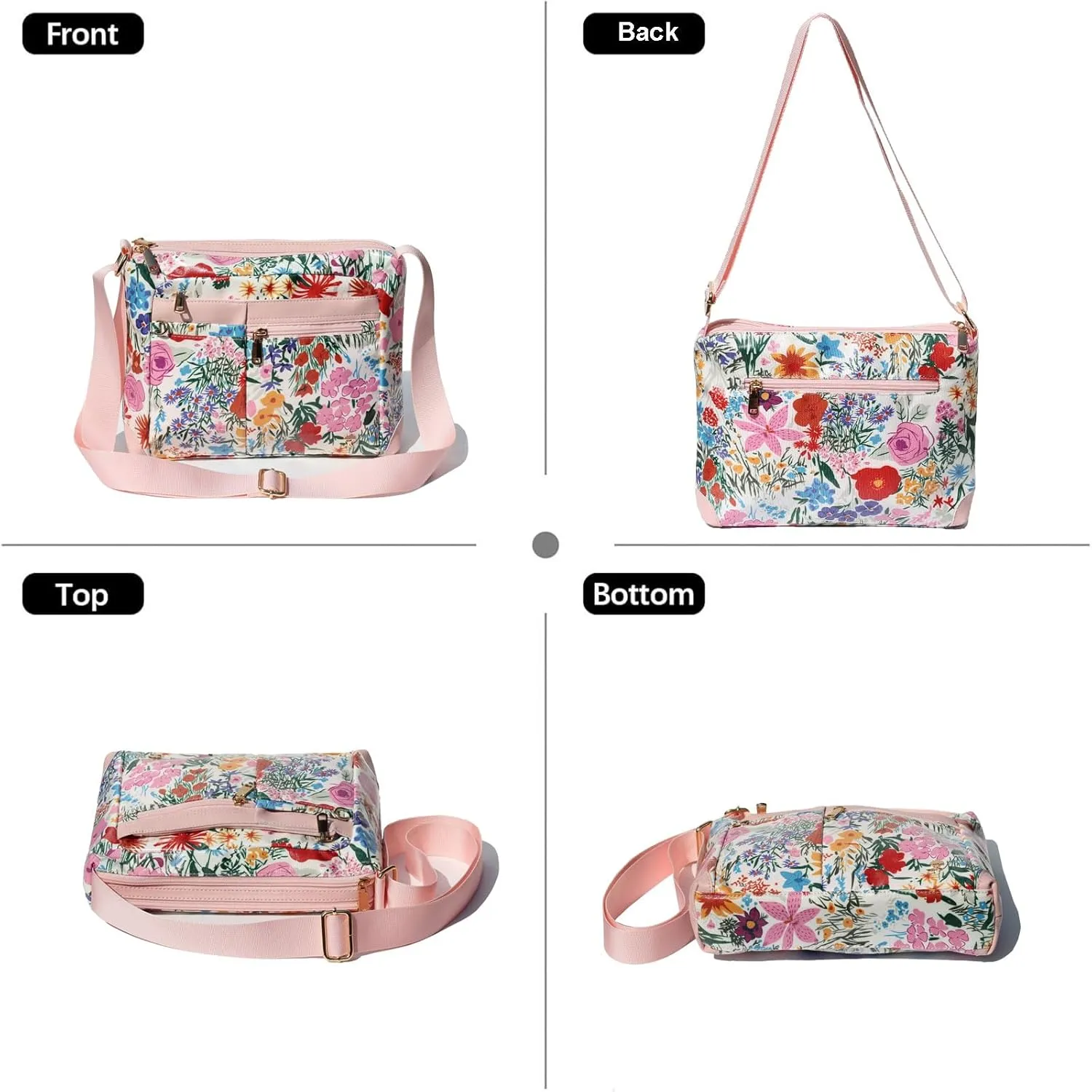 ESVAN Nylon Crossbody Bag For Women Waterproof Lightweight Casual Multi Pockets Shoulder Handbag Purse