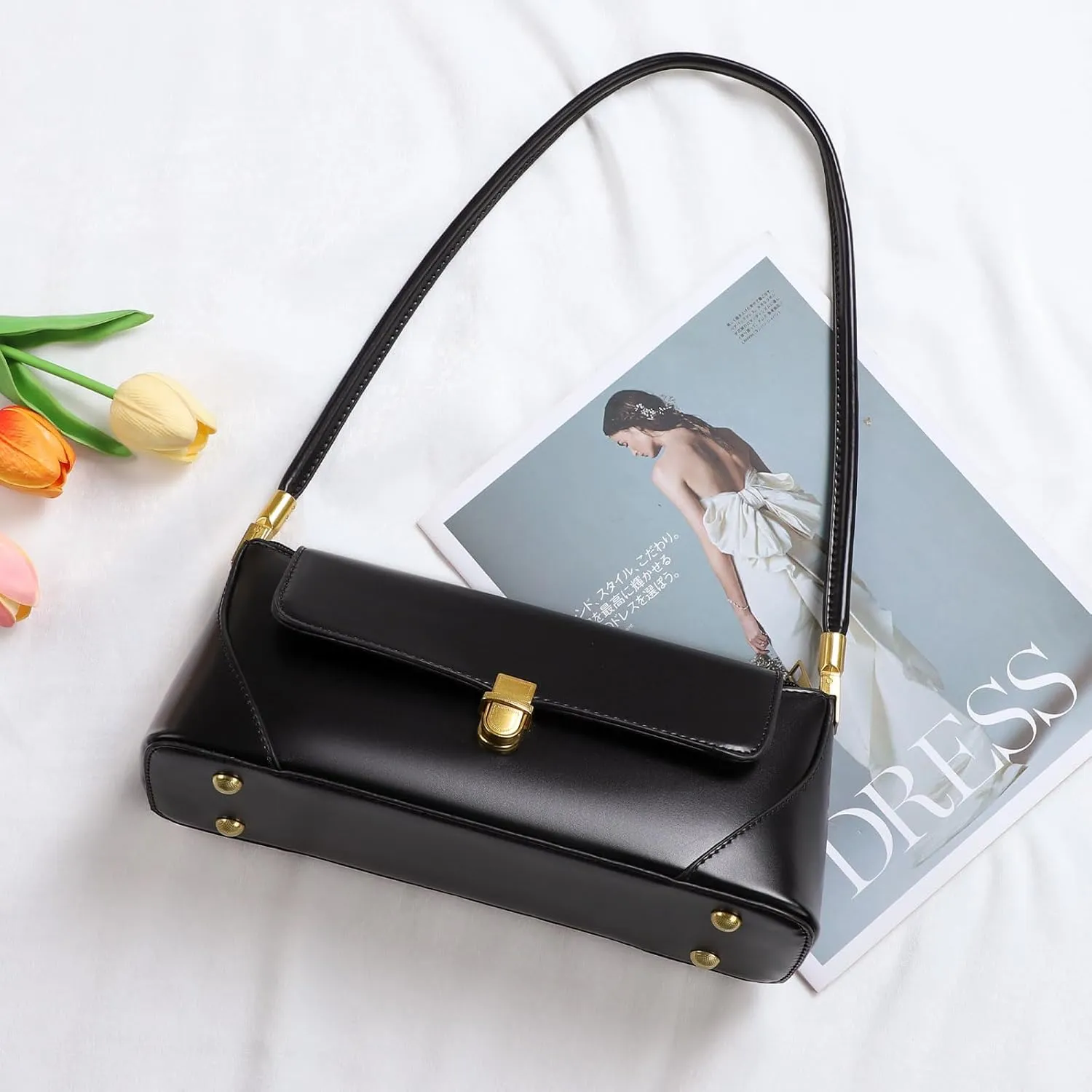 Etercycle Shoulder Bag for Women, Vintage Trendy Women's Purses, Small Vegan Leather Handbags Underarm Hobo Bag