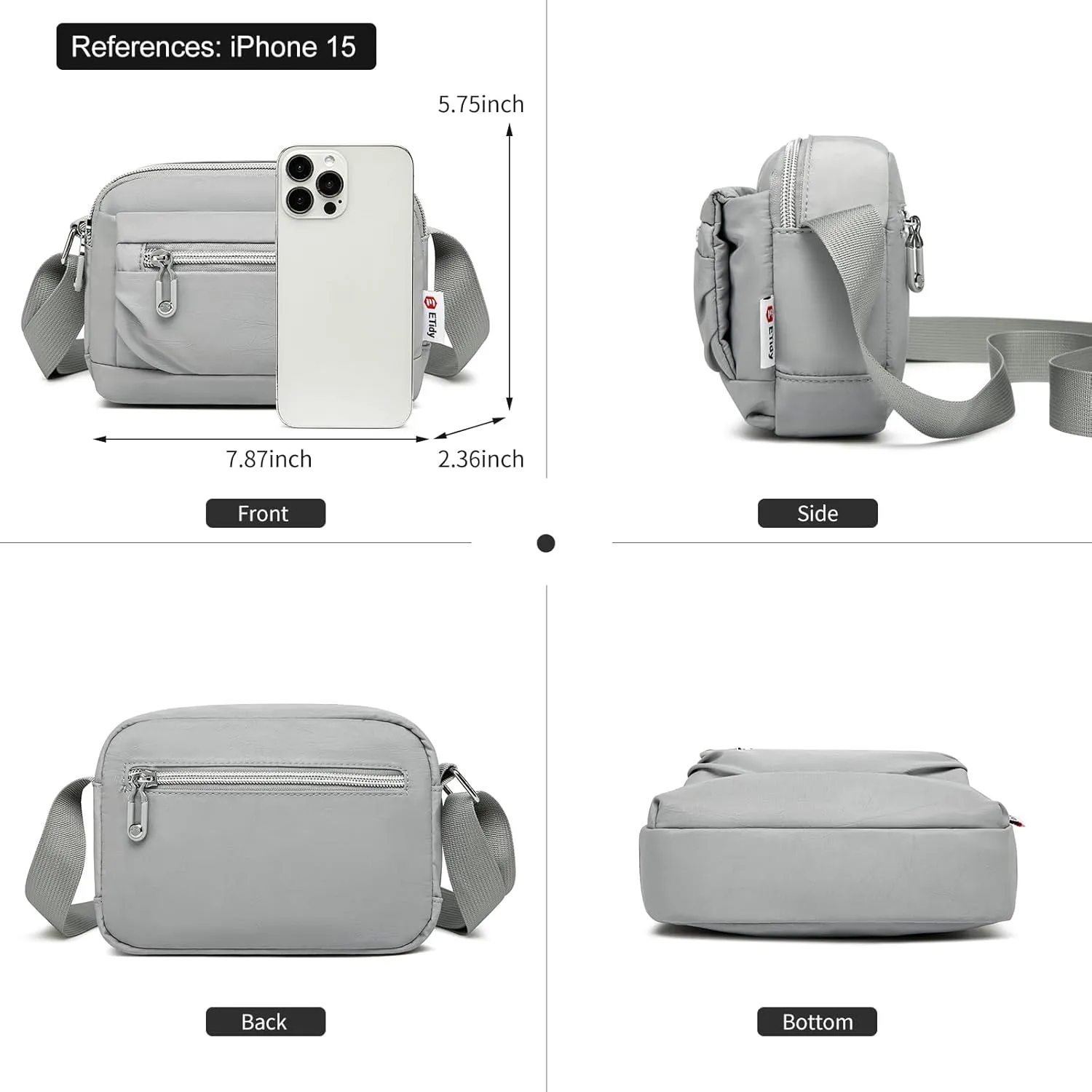 ETidy Nylon Small Womens Crossbody Bag Casual Shoulder Handbag Mini Purse With Adjustable Strap