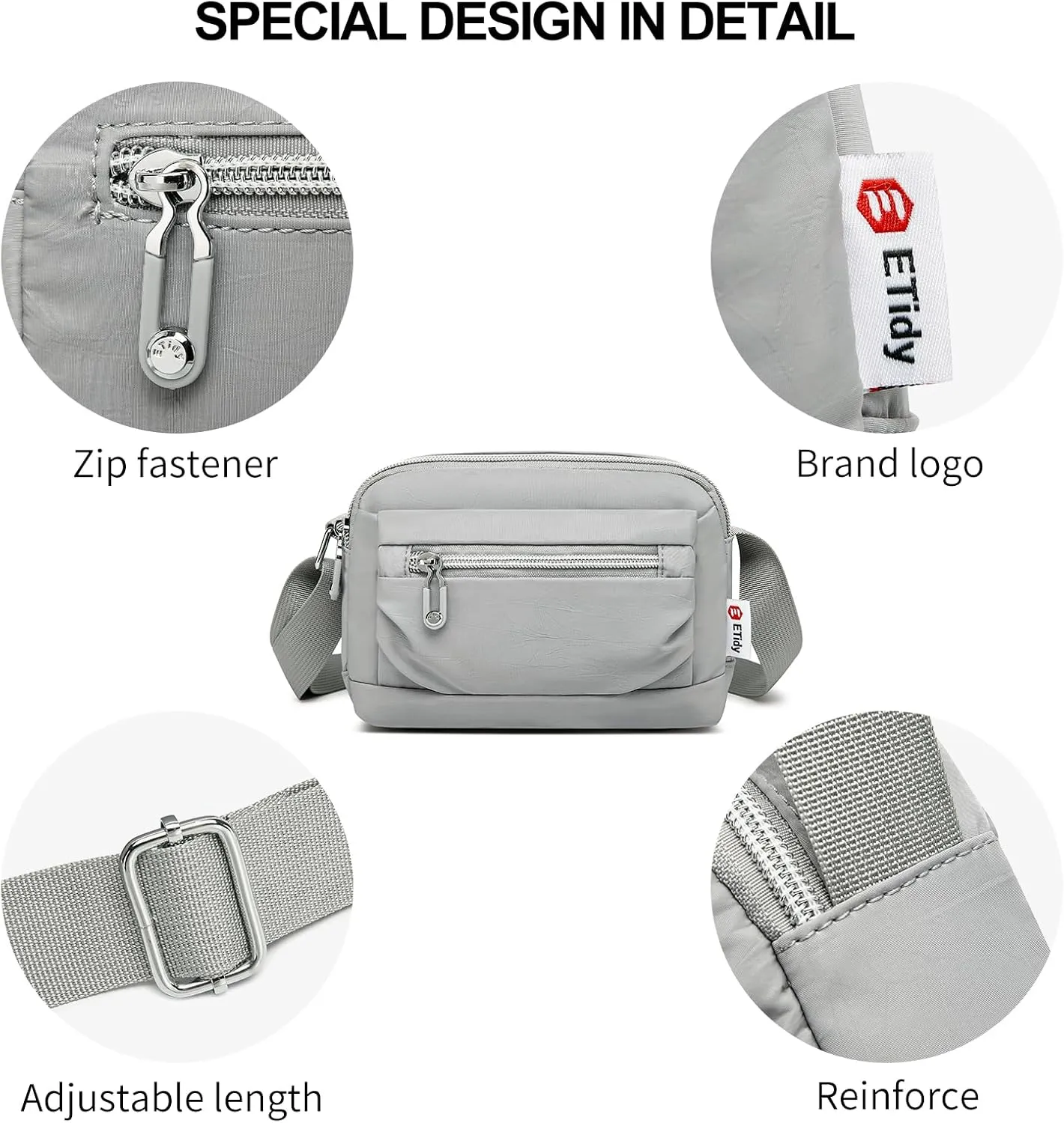 ETidy Nylon Small Womens Crossbody Bag Casual Shoulder Handbag Mini Purse With Adjustable Strap