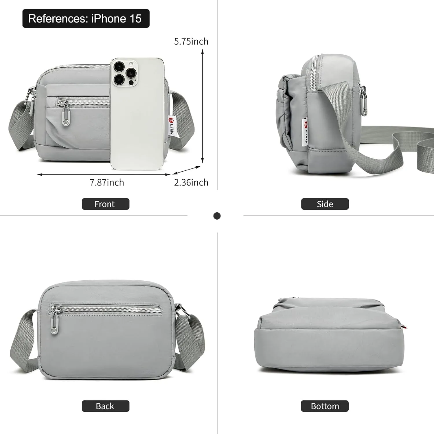 ETidy Nylon Small Womens Crossbody Bag Casual Shoulder Handbag Mini Purse With Adjustable Strap