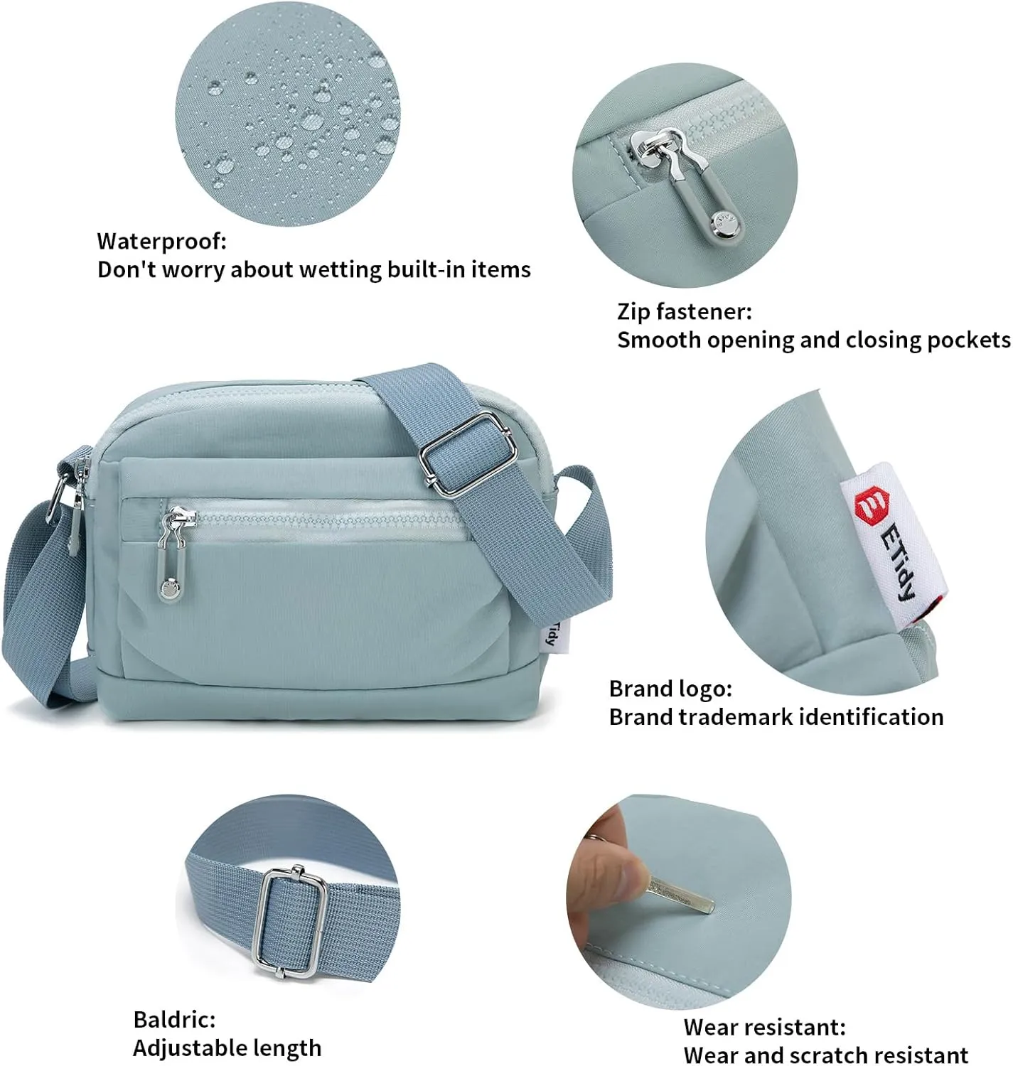 ETidy Nylon Small Womens Crossbody Bag Casual Shoulder Handbag Mini Purse With Adjustable Strap
