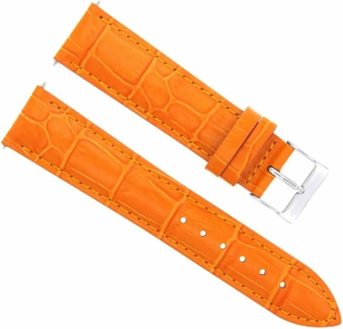 Ewatchparts 20mm Leather Watch Band Strap Compatible With Cartier Tank Francaise Watch Orange