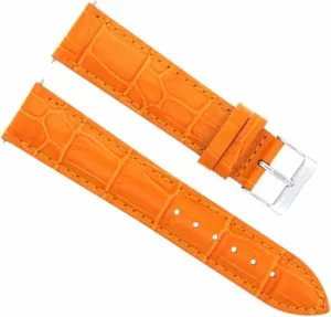 Ewatchparts 20mm Leather Watch Band Strap Compatible With Cartier Tank Francaise Watch Orange