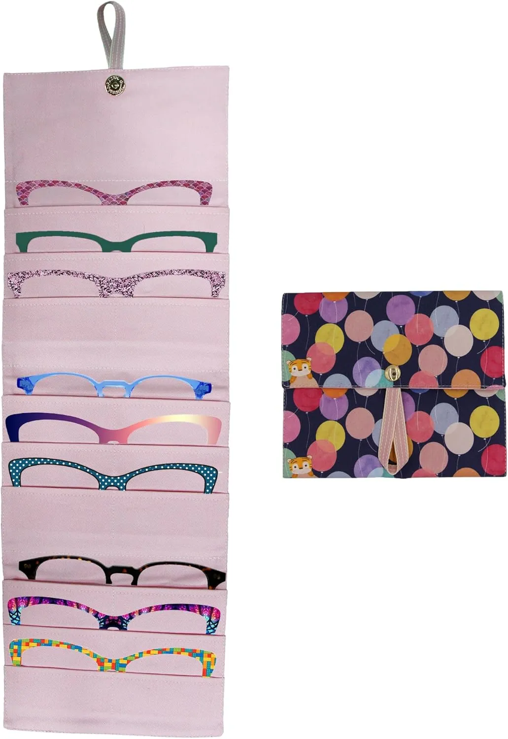 Eyeglass Topper Travel Wallet - 9-Slot Eyewear Organizer for Eyeglass Toppers & Accessories Portable Storage for Travel Everyday Use