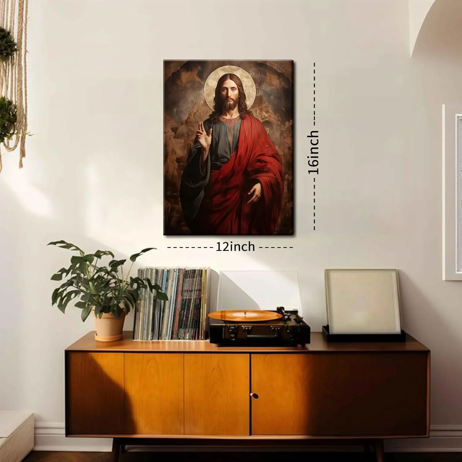 Eysintum Framed Divine Jesus Canvas Wall Art Divine Mercy Christ Portrait Christian Religious Decor for Living Room Bedroom Ready to Hang 12X16in