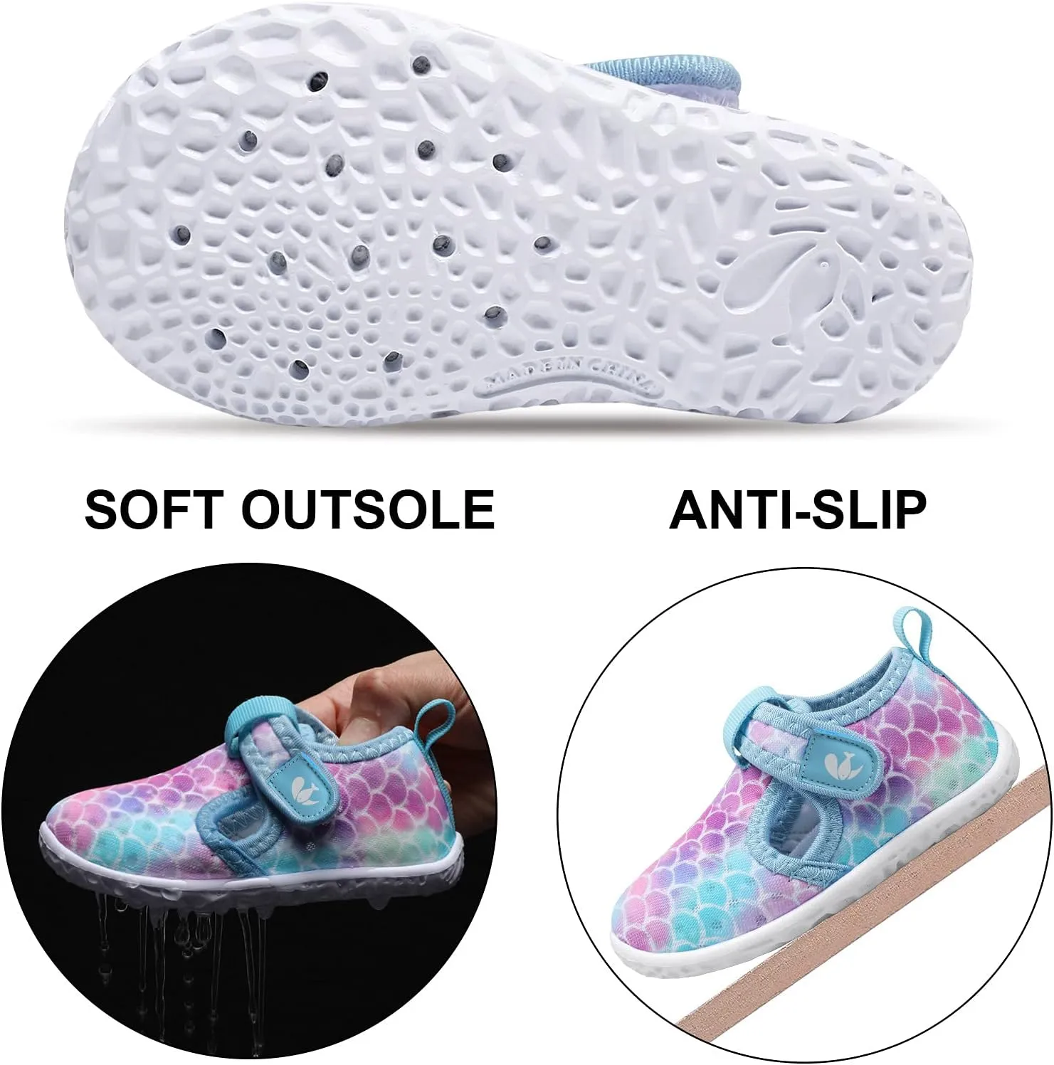 FEETCITY Boys Girls Water Shoes Kids Aqua Socks Quick Dry Barefoot for Beach Swimming Pool