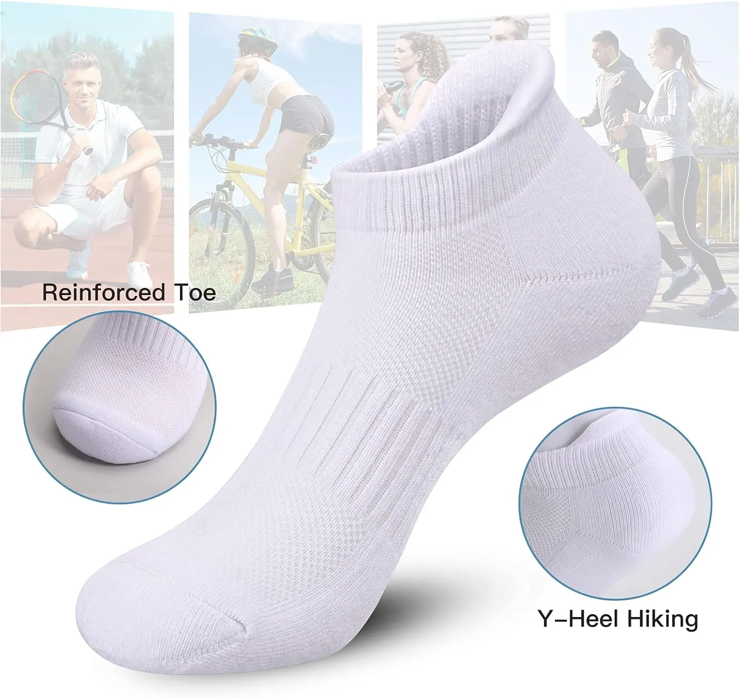 Felicigeely Ankle Athletic Running Socks Low Cut Sports Socks Breathable Cushioned Tab Socks for Men Women 6 Pairs