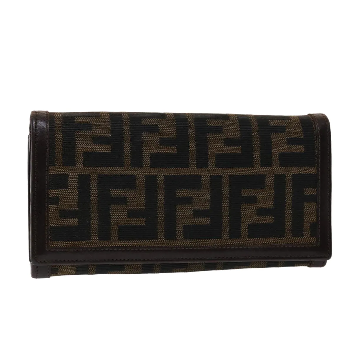 FENDI Zucca Canvas Long Wallet Black Brown  ac2048