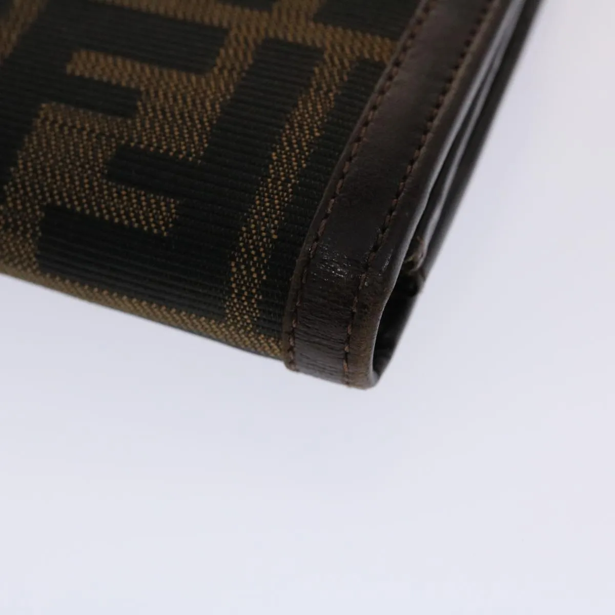 FENDI Zucca Canvas Long Wallet Black Brown  ac2048