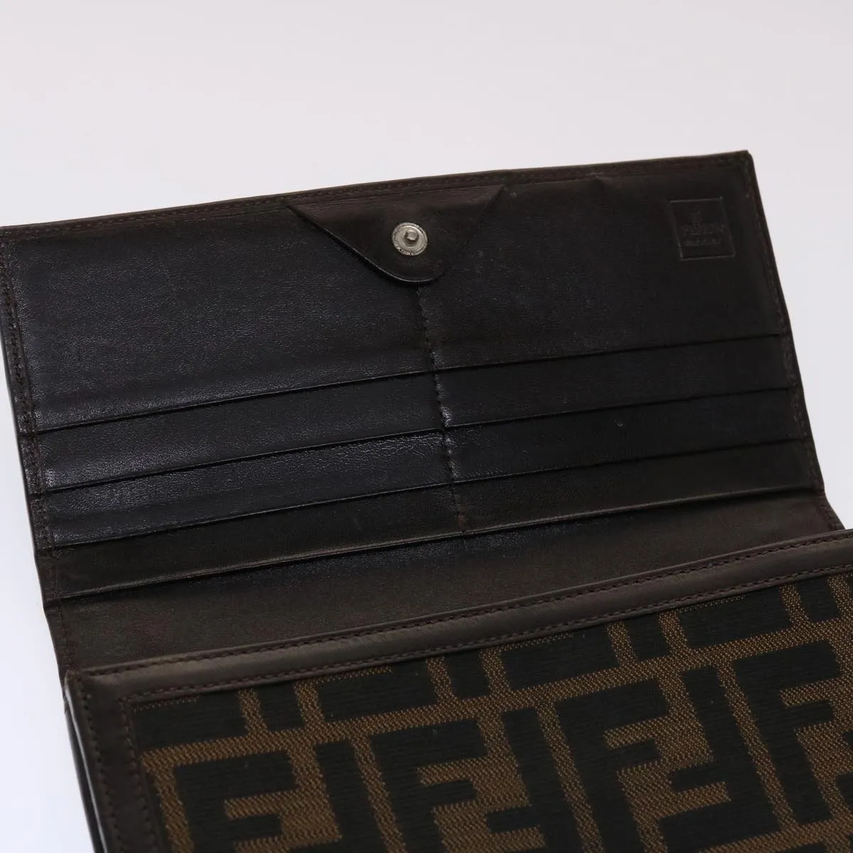 FENDI Zucca Canvas Long Wallet Black Brown  ac2048