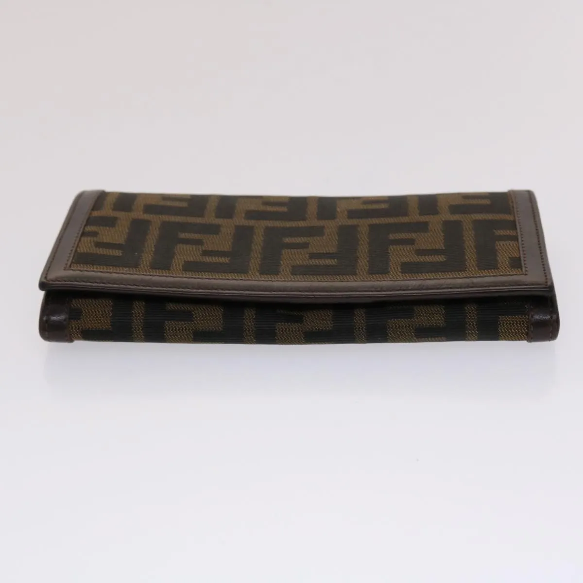 FENDI Zucca Canvas Long Wallet Black Brown  ac2048