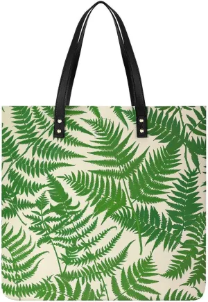 Fern Green Plant Large Leather Handbags Women Fashion Handbag Multifunctional Travel Bag It Is A Great Gift for Mothers, Teachers, Friends, Bridesmaids