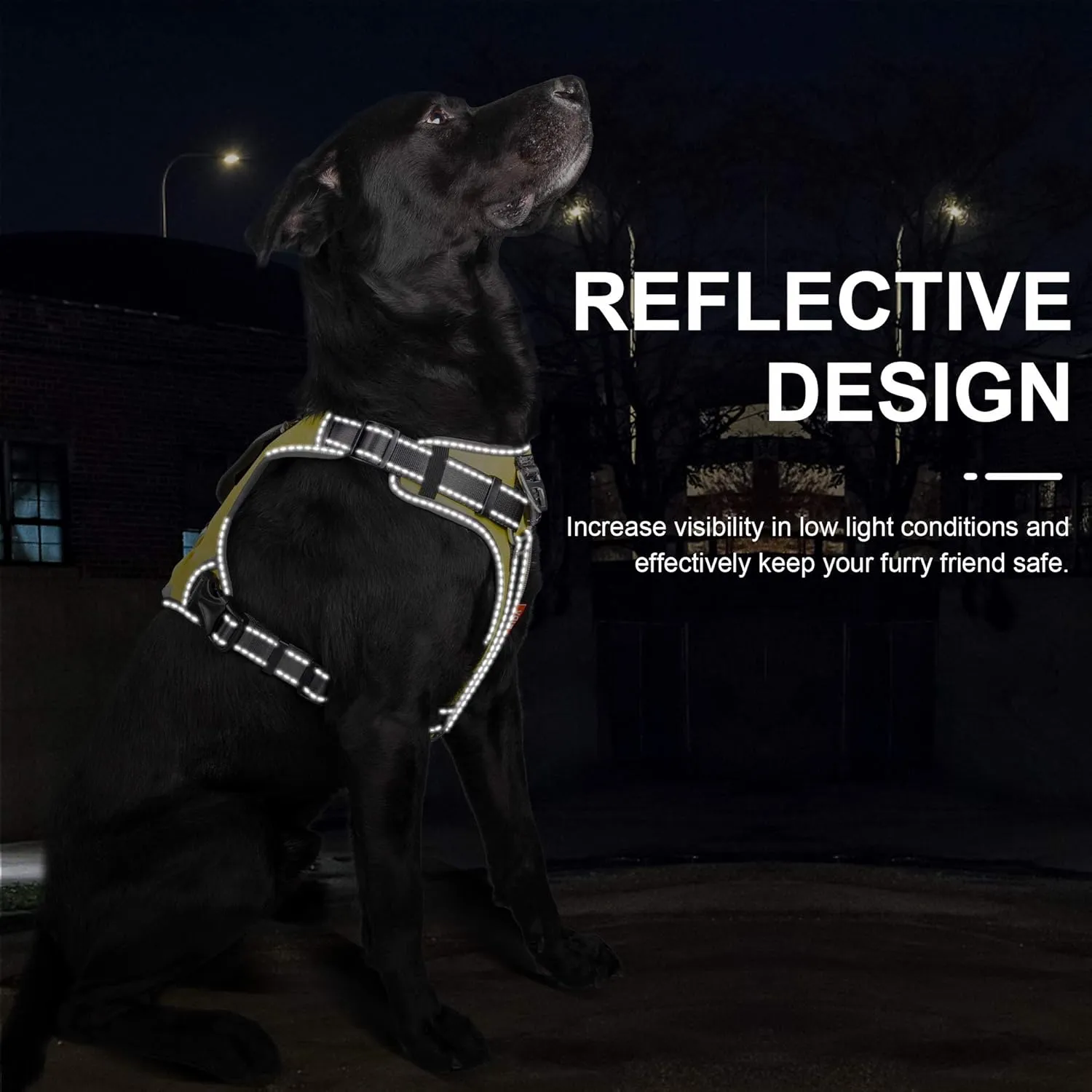 Fida Dog Harness, Multi-Functional No-Pull Pet Vest Harness with Saddle Bags Backpack, Front Leash Clip, Adjustable Soft Padded Reflective No-Choke Dog Vest Heavy Duty for Medium Dog, M, Yellow
