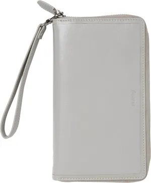 Filofax Malden Zip Organizer, Personal Compact Size, Stone - Tactile, Full-Grain Buffalo Leather, Six Rings, Cotton Cream Week-to-View Calendar Diary, Multilingual, 2025 (C022705-25)