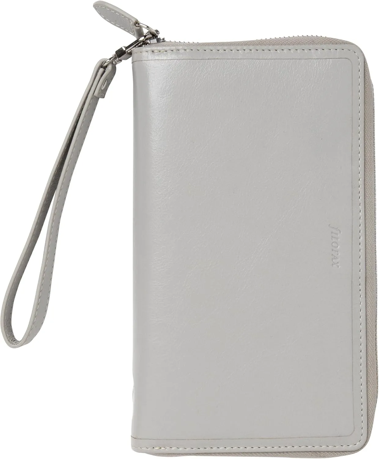 Filofax Malden Zip Organizer, Personal Compact Size, Stone - Tactile, Full-Grain Buffalo Leather, Six Rings, Cotton Cream Week-to-View Calendar Diary, Multilingual, 2025 (C022705-25)