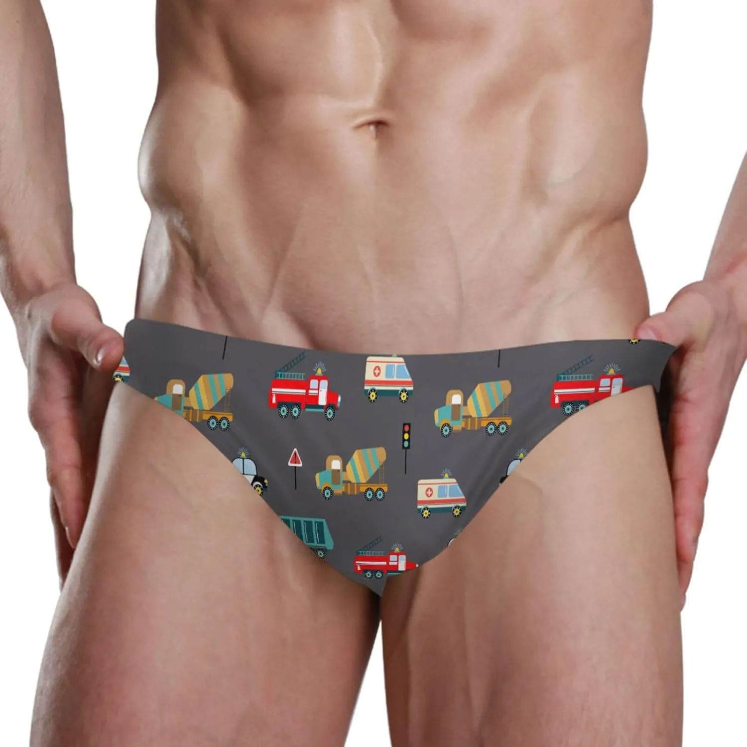 Fire Flame Mens Vintage Swim Briefs Sexy Bikini Swimwear Quick Dry Retro Swimsuit with Drawstring
