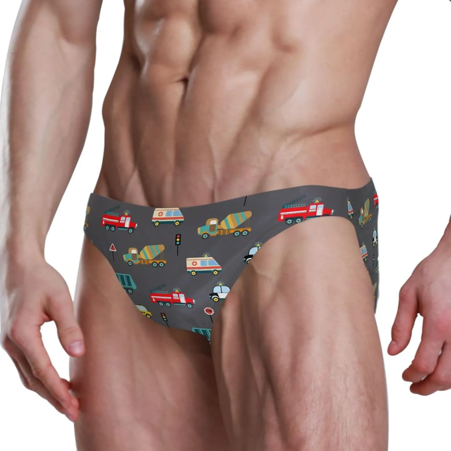 Fire Flame Mens Vintage Swim Briefs Sexy Bikini Swimwear Quick Dry Retro Swimsuit with Drawstring