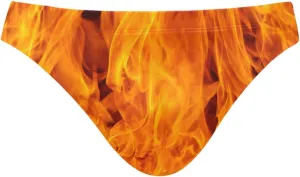 Fire Flame Mens Vintage Swim Briefs Sexy Bikini Swimwear Quick Dry Retro Swimsuit with Drawstring