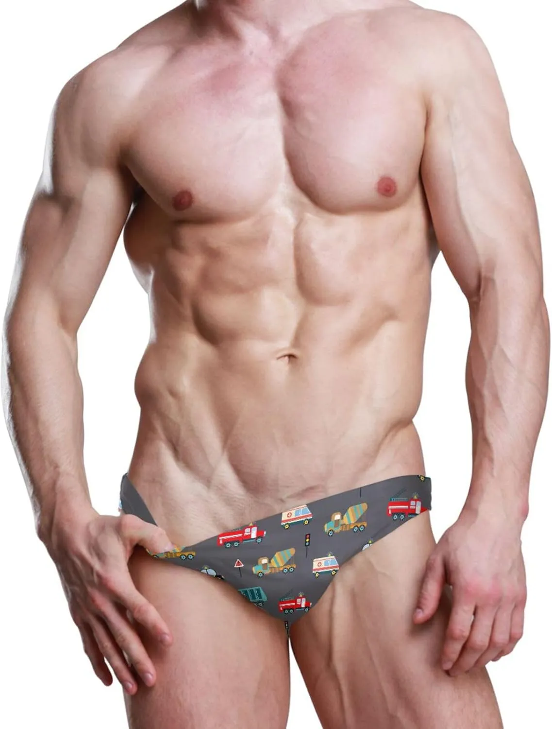 Fire Flame Mens Vintage Swim Briefs Sexy Bikini Swimwear Quick Dry Retro Swimsuit with Drawstring