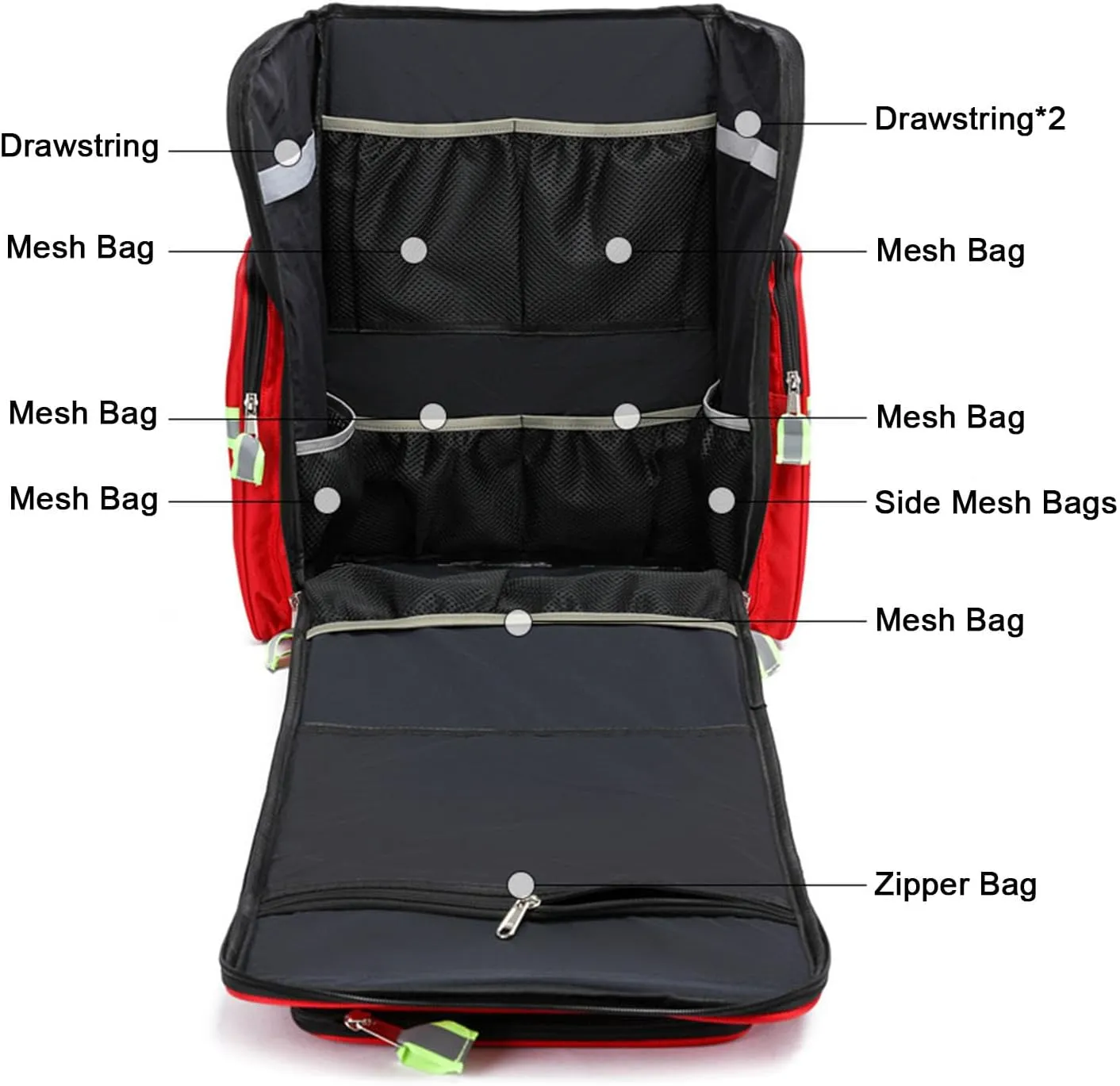 First Aid Bag Empty Emergency Bag First Responder Trauma Multi-Pocket Traveling Field Trips Camping Essentials(Red,55x37x25cm)