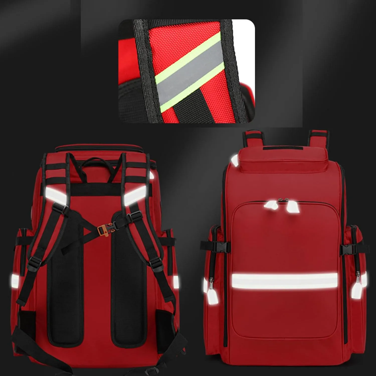First Aid Bag Empty Emergency Bag First Responder Trauma Multi-Pocket Traveling Field Trips Camping Essentials(Red,55x37x25cm)