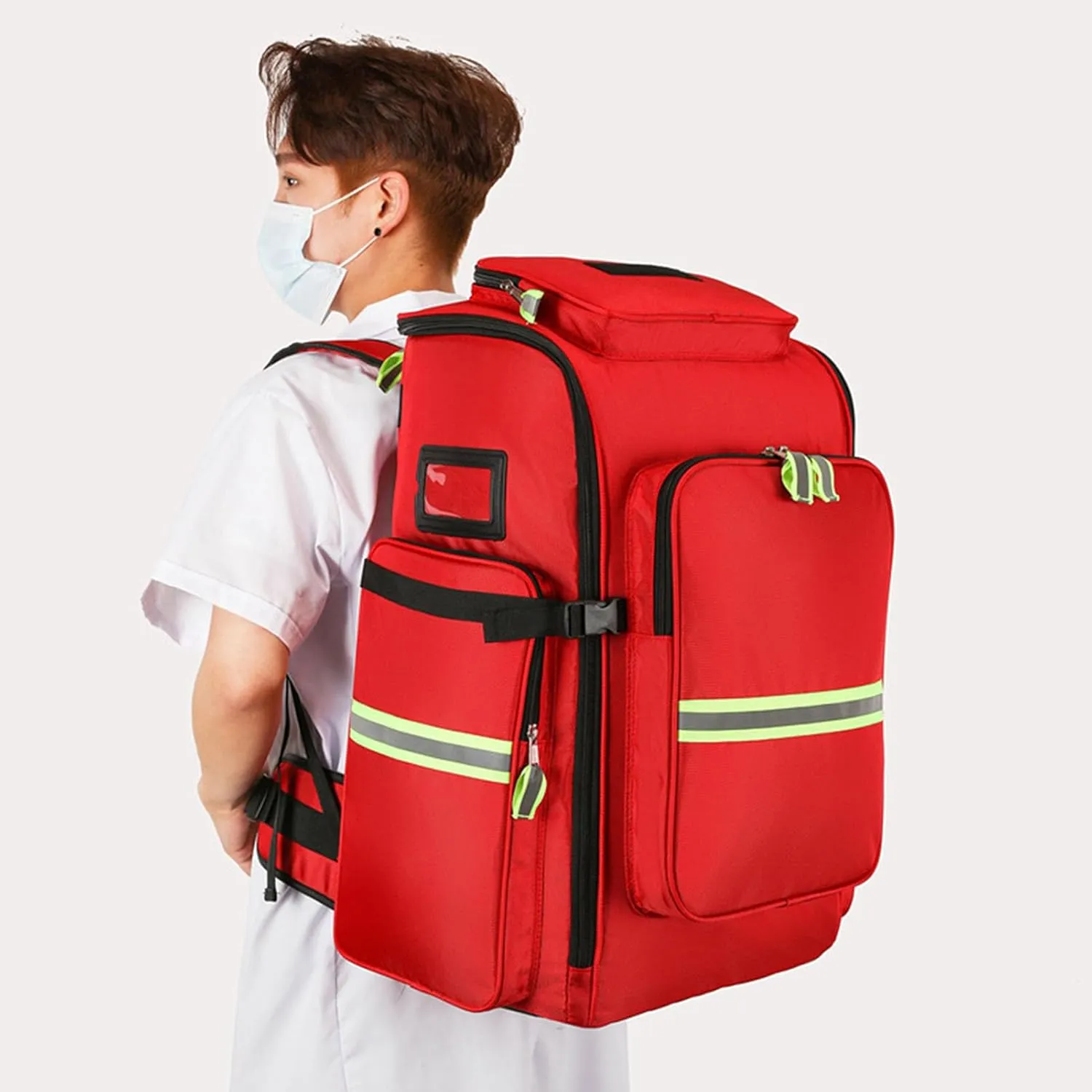 First Aid Bag Empty Emergency Bag First Responder Trauma Multi-Pocket Traveling Field Trips Camping Essentials(Red,55x37x25cm)