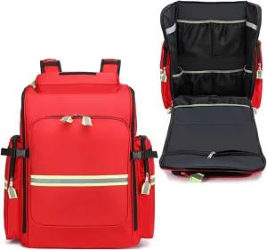 First Aid Bag Empty Emergency Bag First Responder Trauma Multi-Pocket Traveling Field Trips Camping Essentials(Red,55x37x25cm)