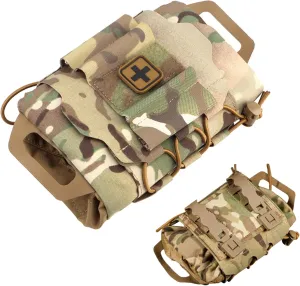 First Aid Pouch, Two Piece System First Aid Kit Bag Empty, Multi-Pocket Belt Pouch, Waterproof Oxford Cloth Small Medical Bag for Camping, Hiking First Aid Bag Empty